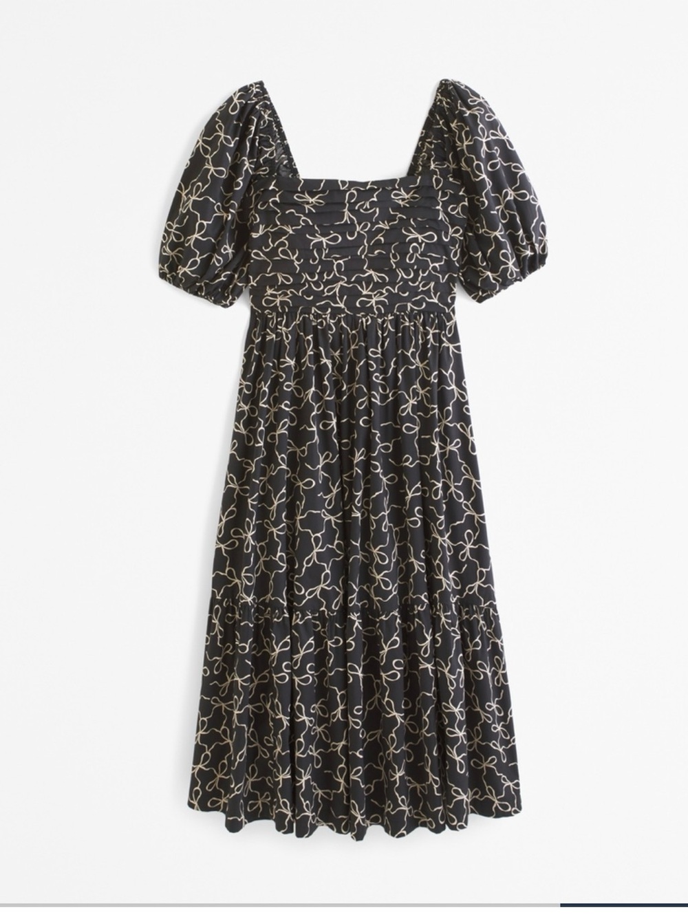 Abercrombie & Fitch Black Midi Dress with Cream Swirl Print - Picture 11 of 13